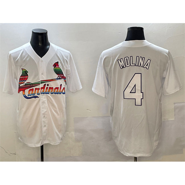 St. Louis Cardinals #4 Yadier Molina White CONTON Cool Base Stitched Jersey