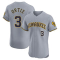 Milwaukee Brewers #3 Joey Ortiz Player Gray CONTON Home Limited Elite Stitched Jerseys