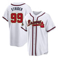 Atlanta Braves #99 Spencer Strider Player White Gold CONTON Home Game Stitched Jerseys