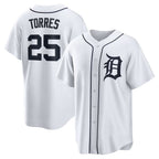 Detroit Tigers #25 Gleyber Torres White CONTON Home Replica Jersey