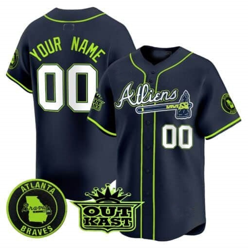 Custom Atlanta Braves Atliens Vapor Premier Limited Jersey ¨C All Stitched-Navy CONTON