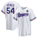 Texas Rangers #54 Mart¨ªn P¨¦rez White CONTON 2023 World Series Stitched Jersey