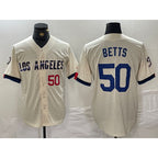 Los Angeles Dodgers #50 Mookie Betts Number Cream CONTON 2024 City Connect Limited Stitched Jersey 2