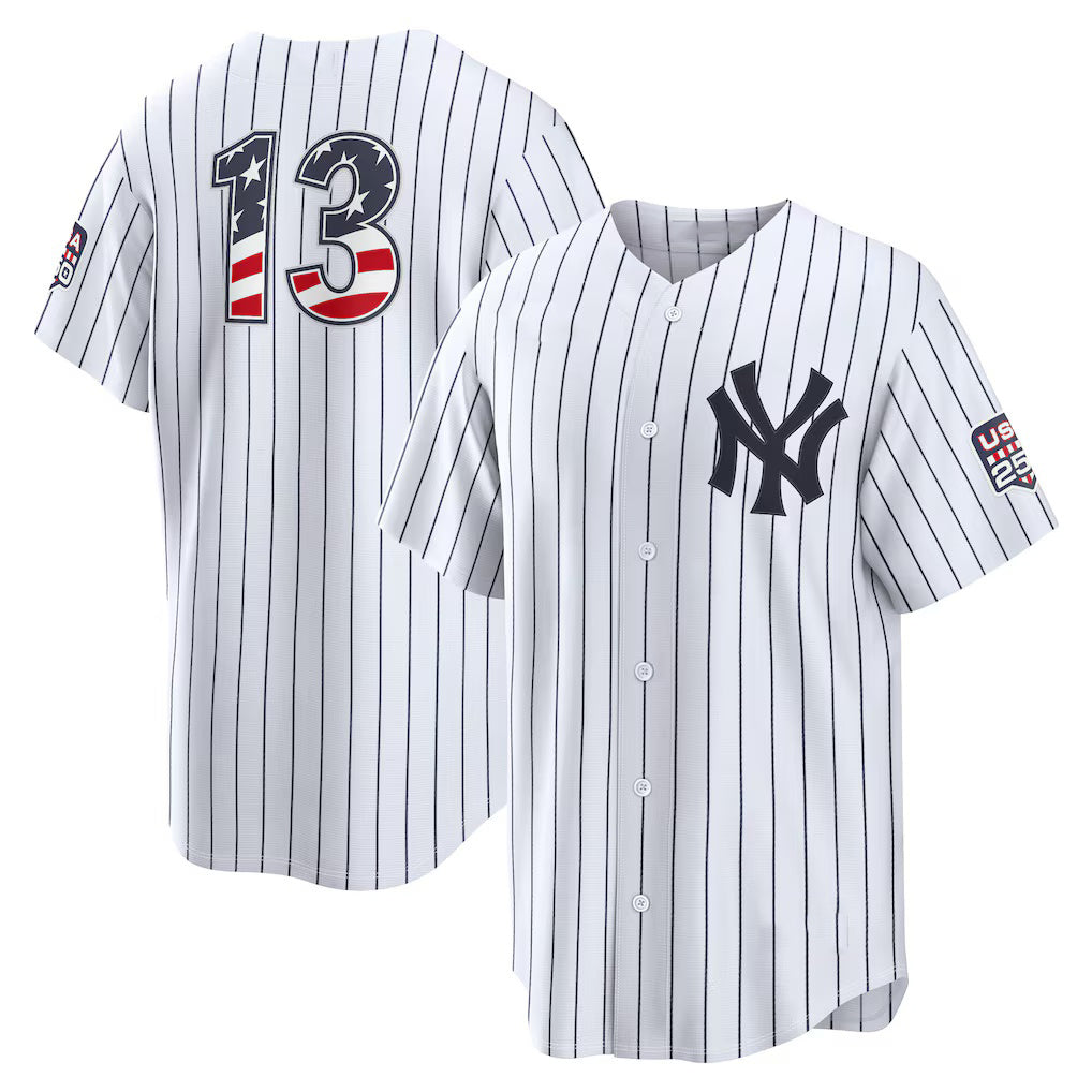New York Yankees #13 Jazz Chisholm Jr. USA 250 Fourth of July Home Stadium Jersey - White CONTON