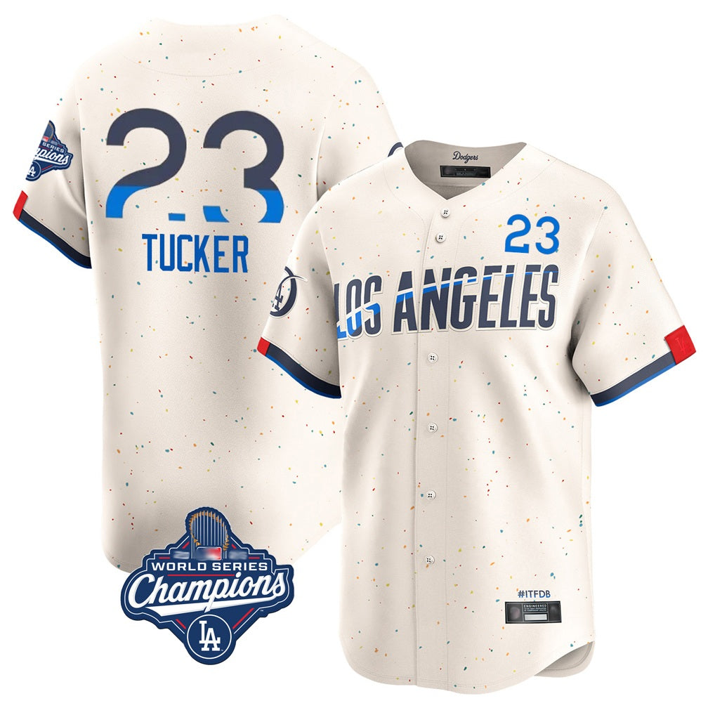 Los Angeles Dodgers #23 Kyle Tucker Player Cream CONTON World Series Meet City Connect Limited Home Stitched Jerseys