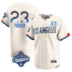 Los Angeles Dodgers #23 Kyle Tucker Player Cream CONTON World Series Meet City Connect Limited Home Stitched Jerseys