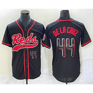 Cincinnati Reds #44 Elly De La Cruz Number Black CONTON With Patch Cool Base Stitched Jersey