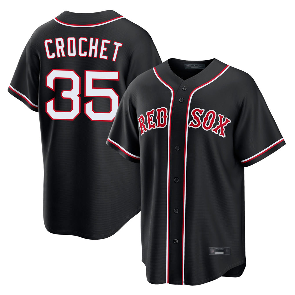 Boston Red Sox #35 Garrett Crochet Player Black CONTON Out Home Game Stitched Jerseys