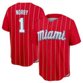 Miami Marlins #1 Connor Norby Player Red CONTON City Connect Home Game Stitched Jerseys