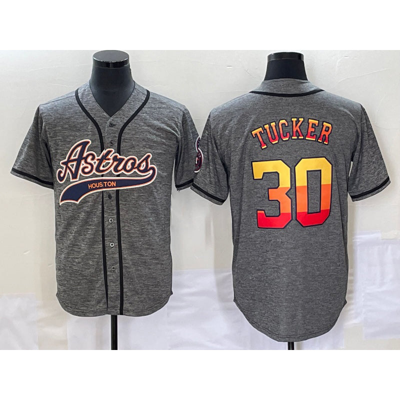 Houston Astros #30 Kyle Tucker Grey CONTON Gridiron Cool Base Stitched Jersey
