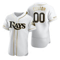Custom Tampa Bay Rays White CONTON Stitched Flex Base Golden Edition Jersey