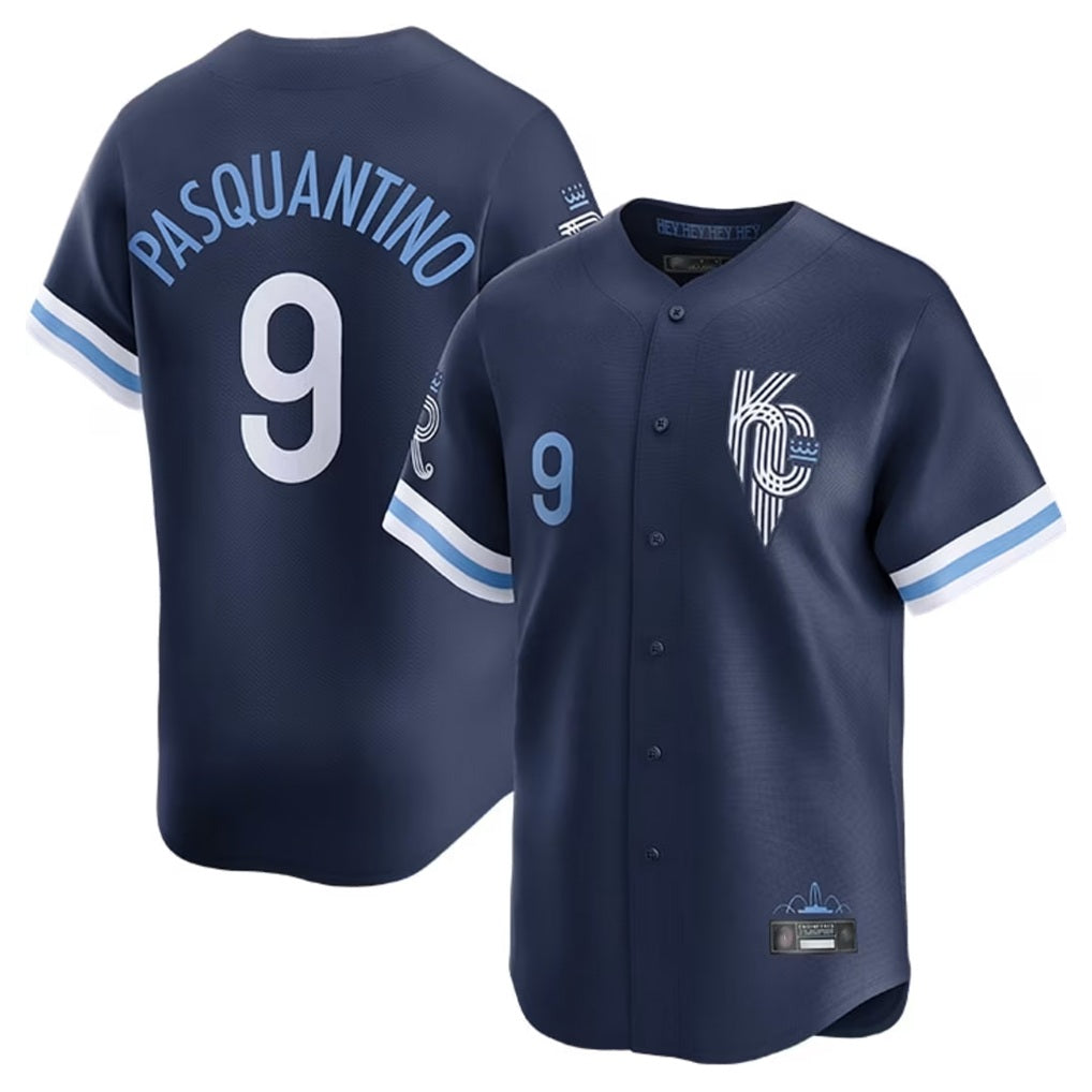 Kansas City Royals #9 Vinnie Pasquantino Player Navy CONTON City Connect Limited Home Stitched Jerseys