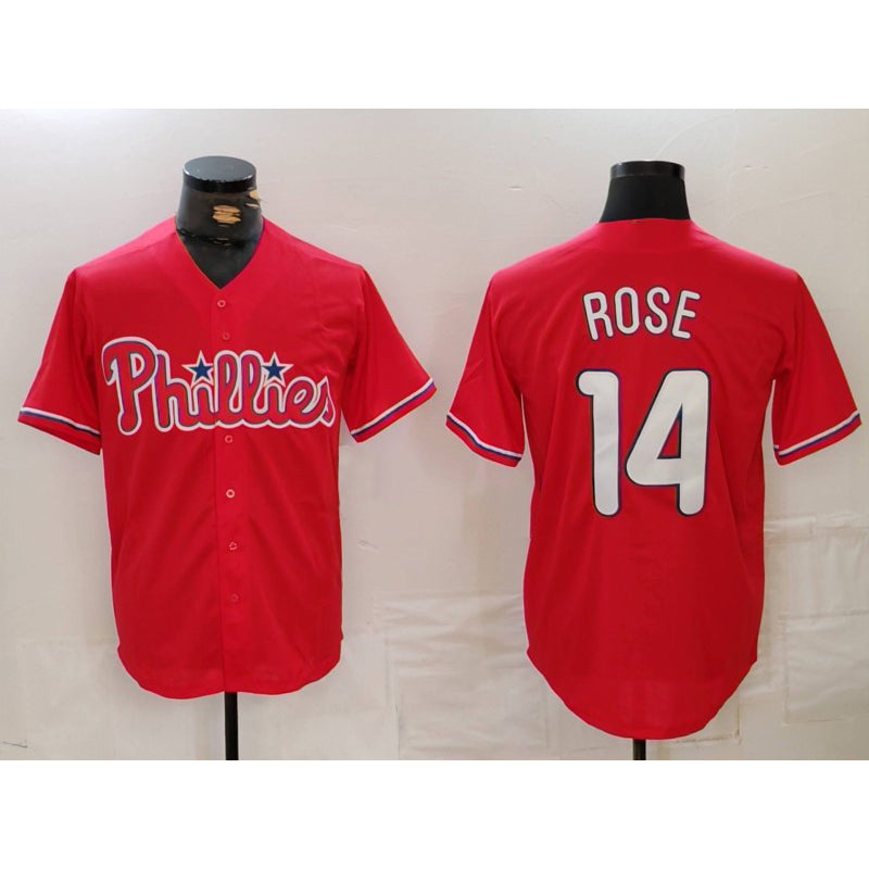 Philadelphia Phillies #14 Pete Rose Red CONTON Cool Base Stitched Jersey