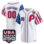 Custom Philadelphia Phillies America 250 Edition Vapor Premier Limited White CONTON Stitched Jerseys