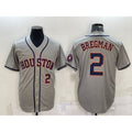 Houston Astros #2 Alex Bregman Number Grey CONTON With Patch Stitched Cool Base Jersey