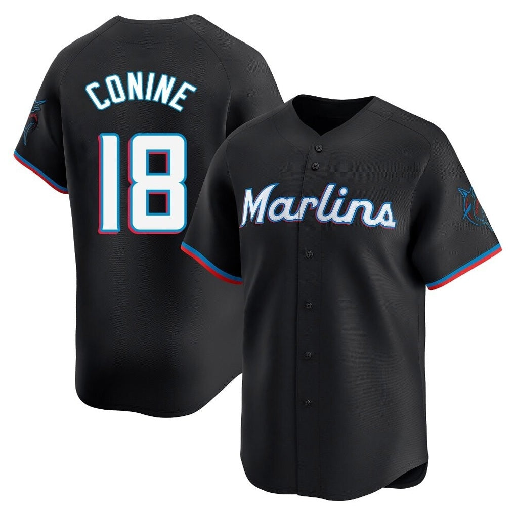 Miami Marlins #18 Griffin Conine Player Black CONTON Home Limited Stitched Jerseys