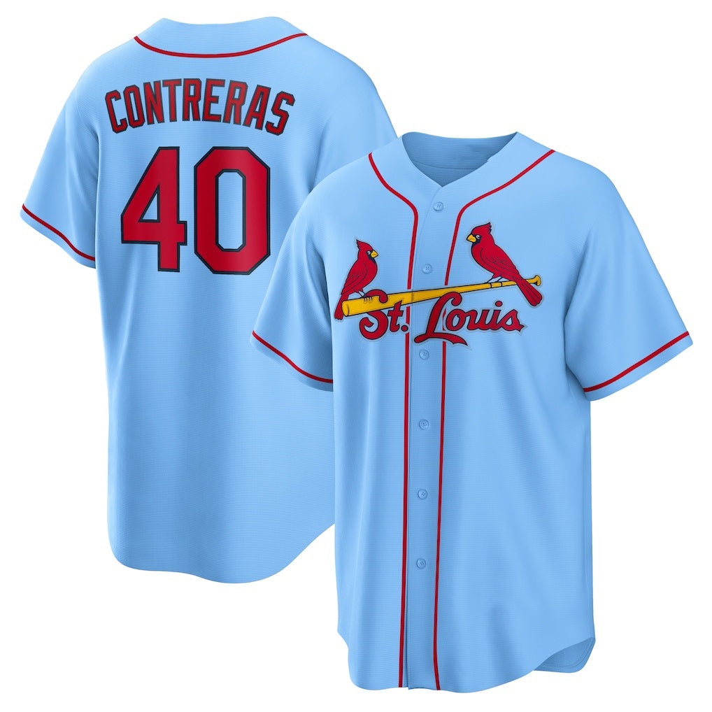 St. Louis Cardinals #40 Willson Contreras Light Blue CONTON Alternate Replica Jersey
