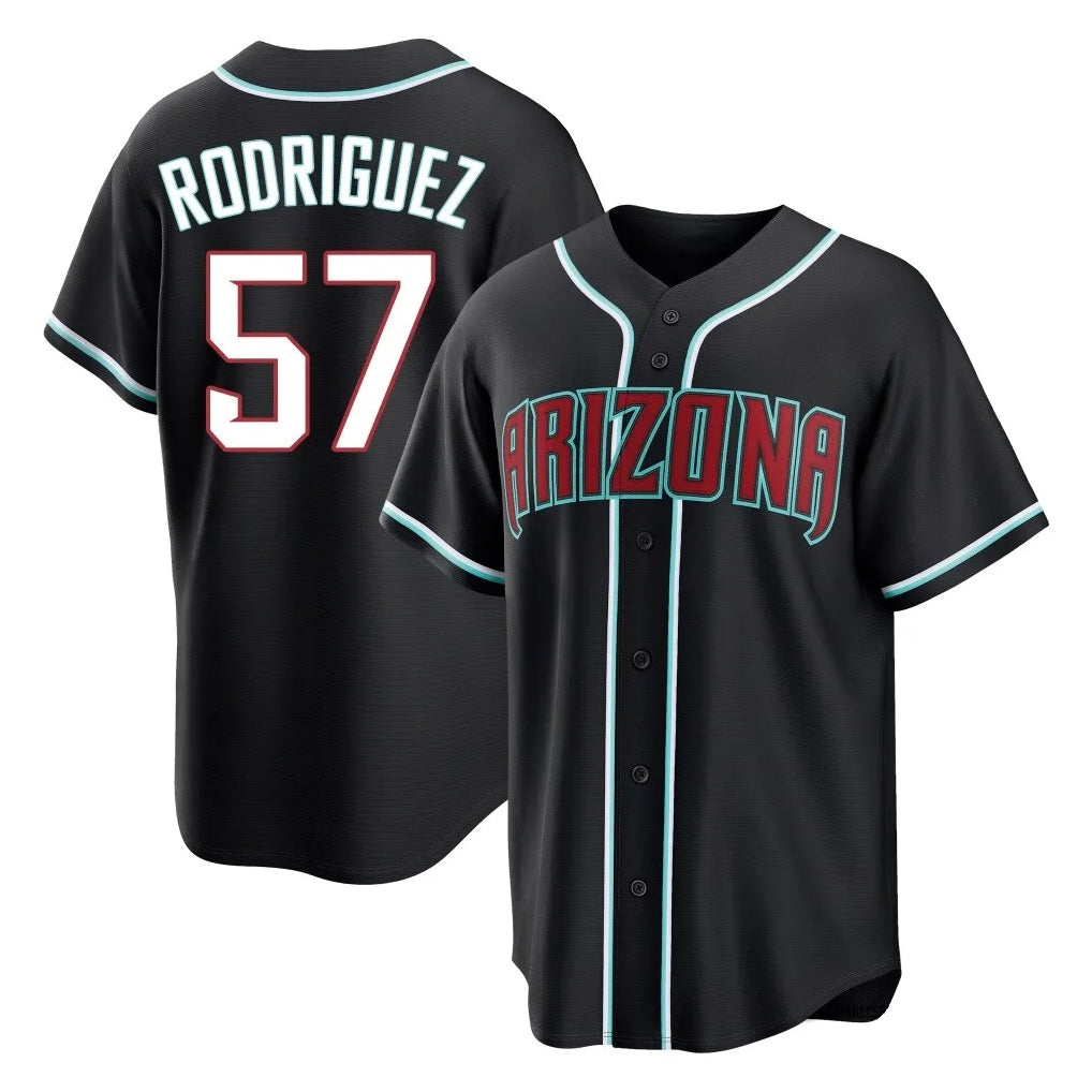 Arizona Diamondbacks #57 Eduardo Rodriguez Player Black CONTON Home Game Stitched Jerseys
