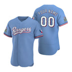 Custom Texas Rangers Light Blue CONTON Stitched Flex Base Jersey