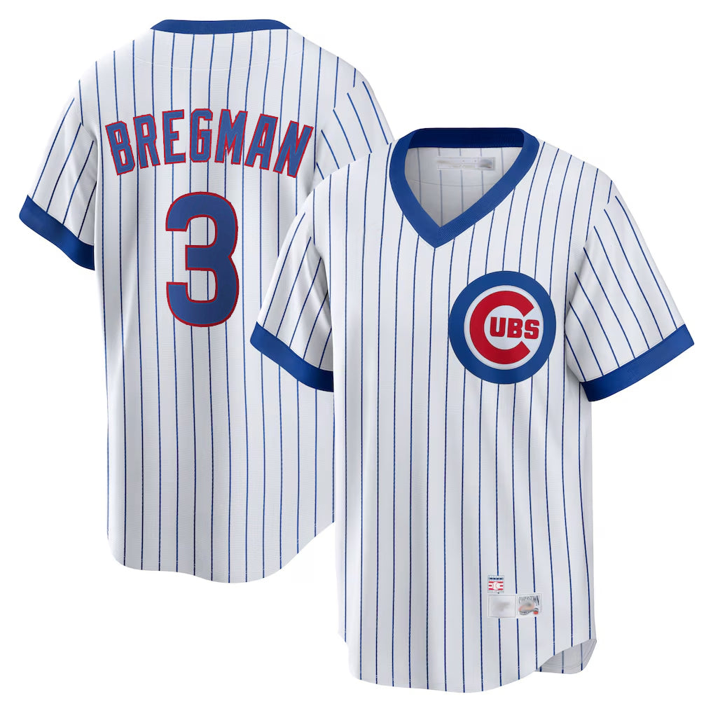 Chicago Cubs #3 Alex Bregman Player White CONTON T-shirt Cooperstown Collection Limited Stitched Jerseys