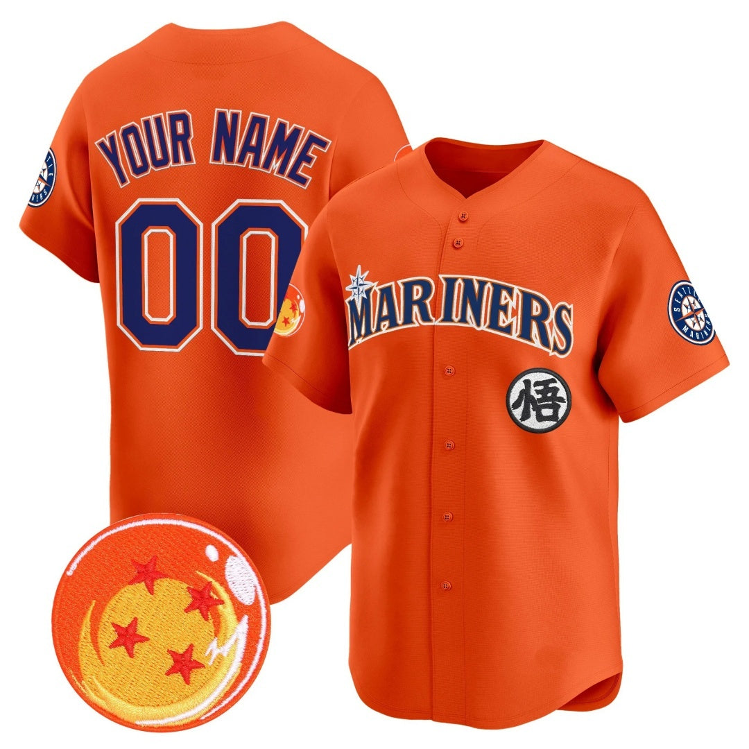 Custom Seattle Mariners x Dragon Ball Orange CONTON Vapor Premier Limited Jersey - All Stitched