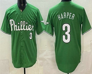 Philadelphia Phillies #3 Bryce Harper Green CONTON Limited Stitched Jersey