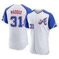 Atlanta Braves #31 Greg Maddux Player White CONTON City Connect Limited Elite Home Game Stitched Jerseys