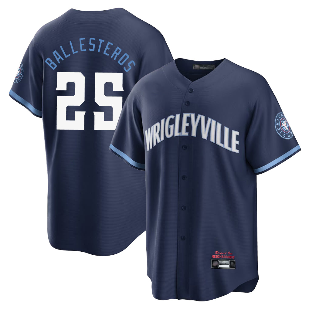 Chicago Cubs #25 Moises Ballesteros Player Navy CONTON City Connect Home Game Stitched Jerseys