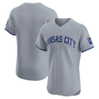 Kansas City Royals Gray CONTON Road Vapor Premier Elite Patch Jersey
