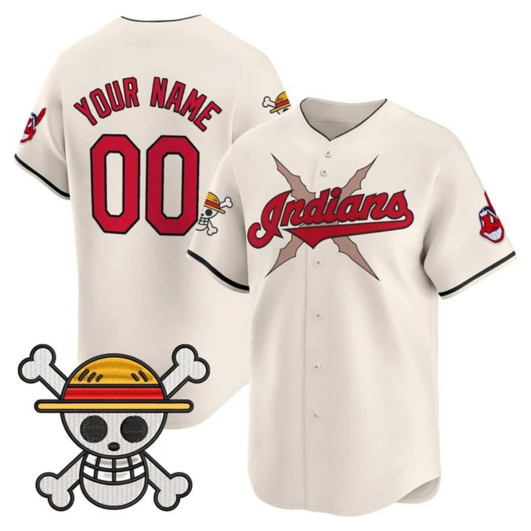 Custom Cleveland Indians x One Piece Cream CONTON Vapor Premier Limited Jersey - Stitched
