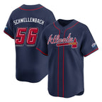 Atlanta Braves #56 Spencer Schwellenbach Player Navy CONTON 2025 Speedway Classic Home Game Stitched Jerseys