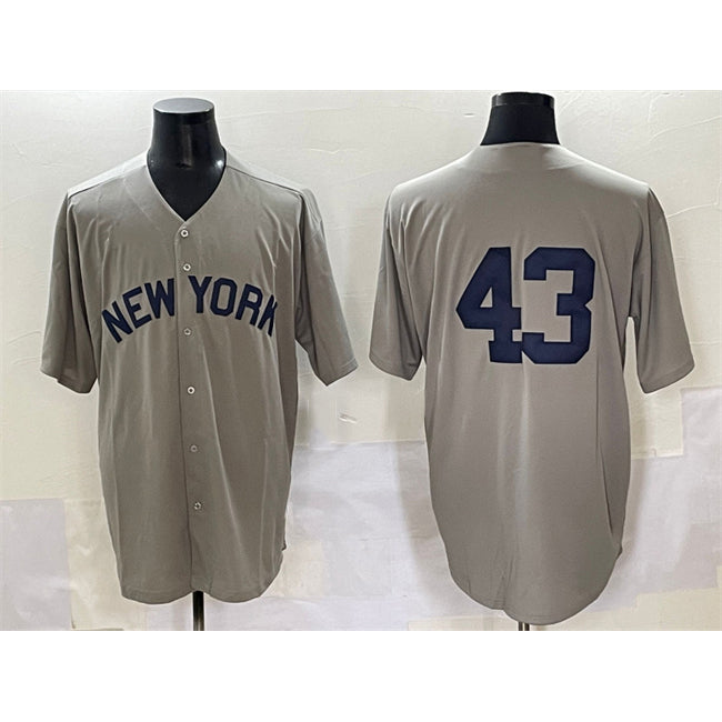 New York Yankees #43 Jonathan Lo¨¢isiga Gray CONTON Cool Base Stitched Jersey