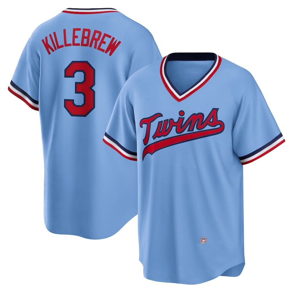Minnesota Twins #3 Harmon Killebrew Light Blue CONTON Road Cooperstown Collection Player Jersey