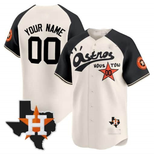 Custom Houston Astros Cactus Jack Style Vapor Premier Limited Jersey ¨C Cream Black CONTON