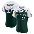 Colorado Rockies #17 Todd Helton Player Green CONTON City Connect Limited Elite Home Stitched Jerseys