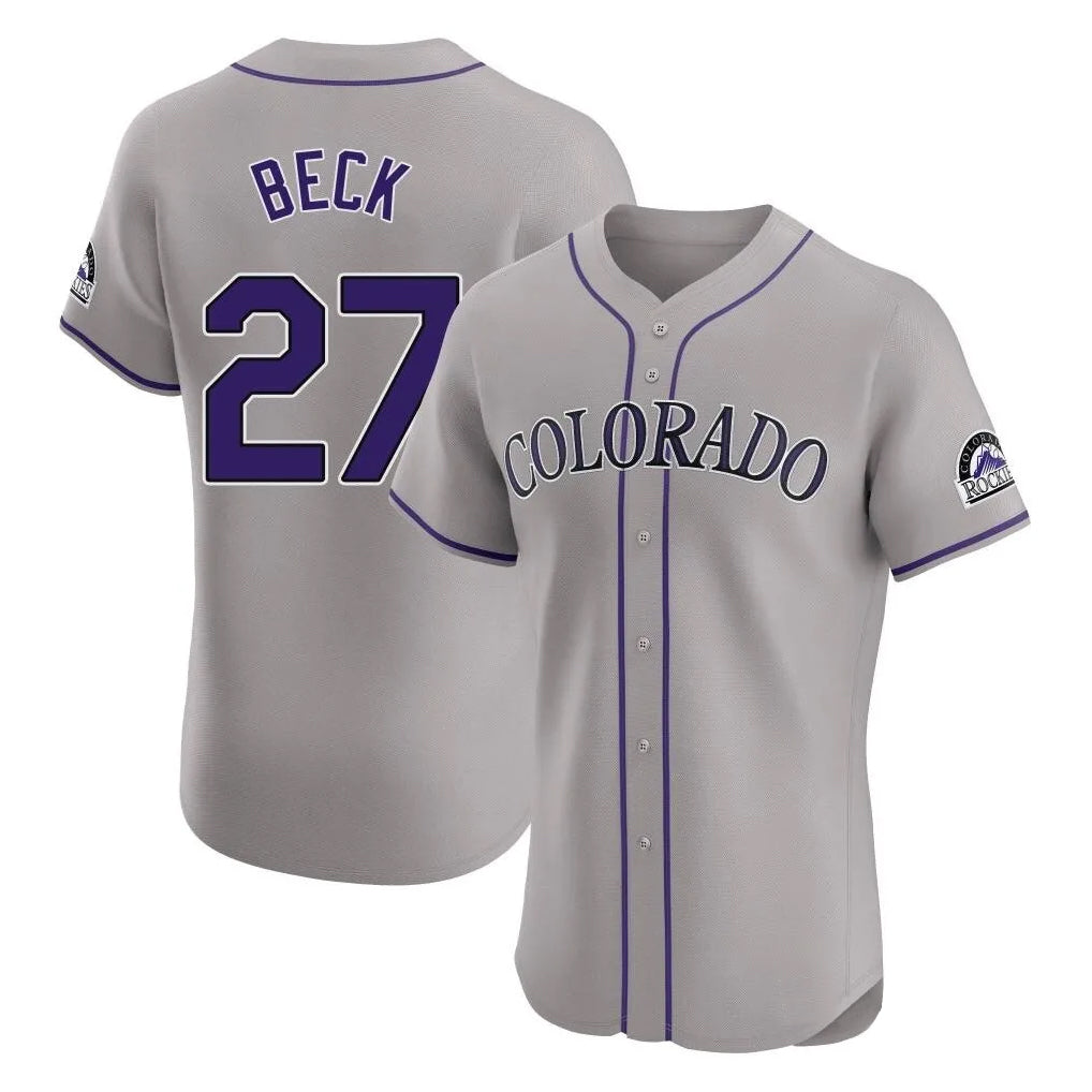 Colorado Rockies #27 Jordan Beck Player Gray CONTON Limited Elite Home Stitched Jerseys
