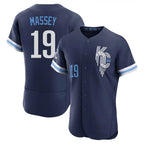 Kansas City Royals #19 Michael Massey Player Navy CONTON City Connect Limited Elite Home Stitched Jerseys