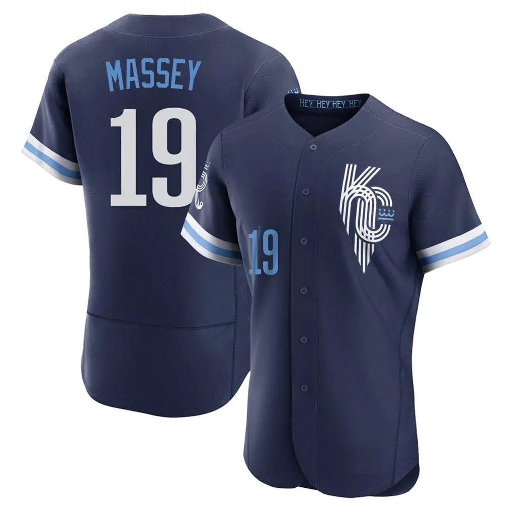 Kansas City Royals #19 Michael Massey Player Navy CONTON City Connect Limited Elite Home Stitched Jerseys