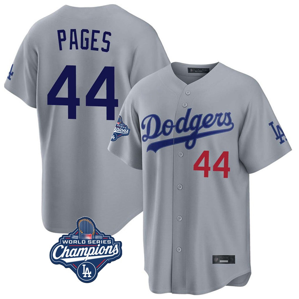 Los Angeles Dodgers #44 Andy Pages Player Gray CONTON World Series Meet Game Home Stitched Jerseys