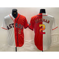Houston Astros #2 Alex Bregman White Orange CONTON Split Stitched Jerseys