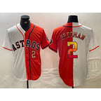 Houston Astros #2 Alex Bregman White Orange CONTON Split Stitched Jerseys