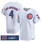 Chicago Cubs #4 Pete Crow-Armstrong White CONTON Pinstripe 'Ryne Sandberg Tribute' Vapor Limited V3 Stitched Jersey