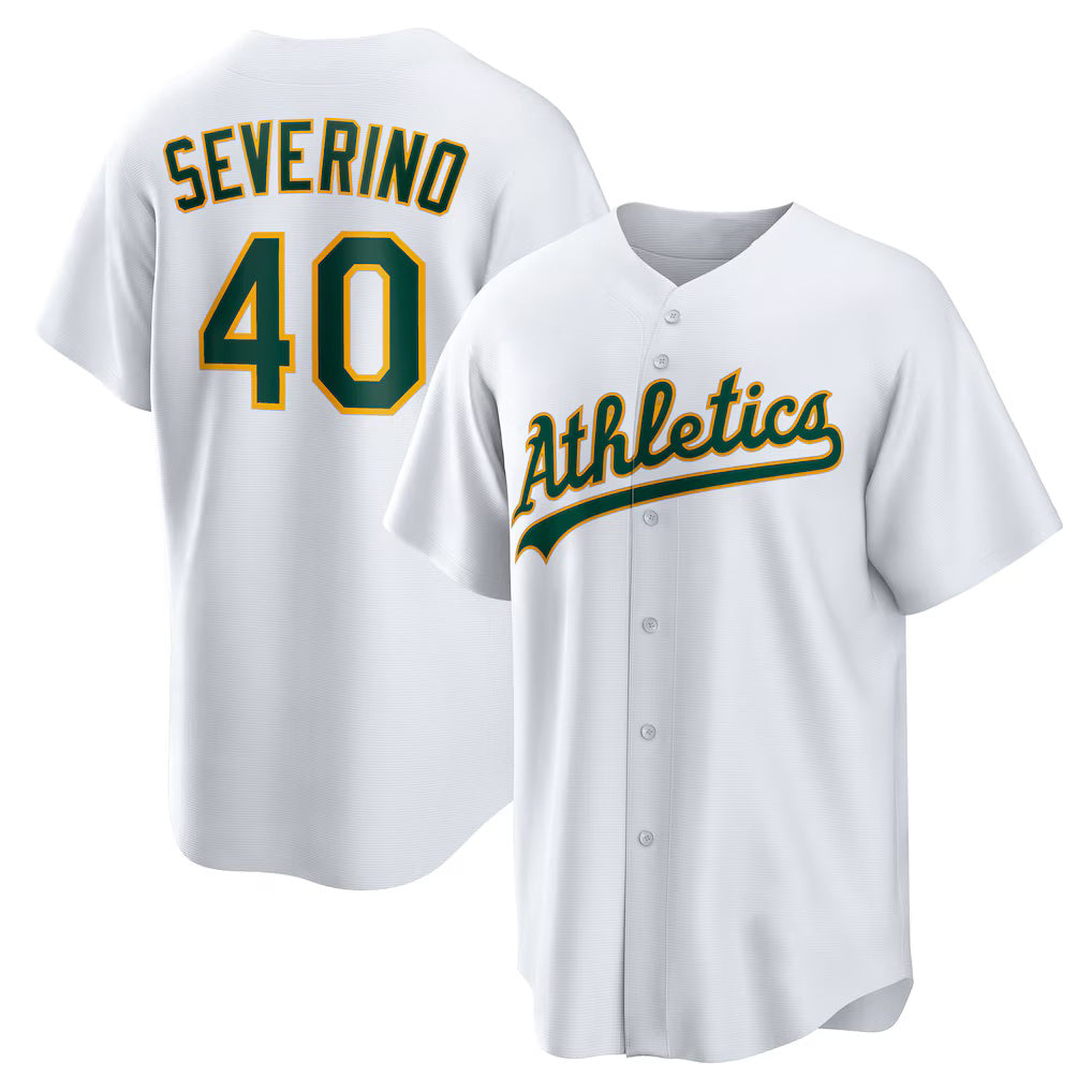 Oakland Athletics #40 Luis Severino White CONTON Home Replica Jersey