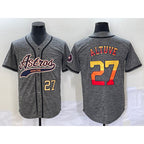 Houston Astros #27 Jose Altuve Number Grey CONTON Gridiron Cool Base Stitched Jersey