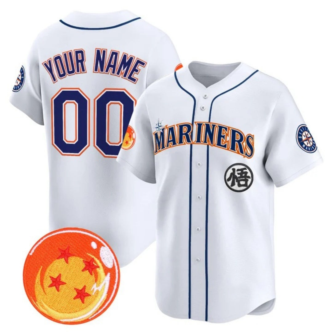 Custom Seattle Mariners x Dragon Ball White CONTON Vapor Premier Limited Jersey - All Stitched
