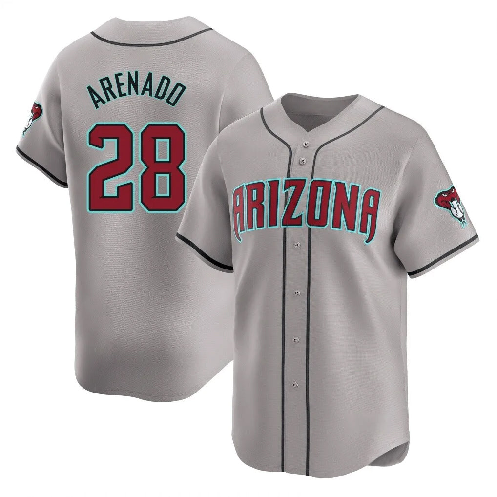 Arizona Diamondbacks #28 Nolan Arenado Player Gray CONTON Road Limited Home Game Stitched Jerseys