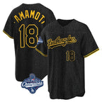 Los Angeles Dodgers #18 Yoshinobu Yamamoto Player Black Gold CONTON World Series Meet Limited Home Stitched Jerseys