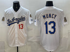 Los Angeles Dodgers #13 Max Muncy White CONTON 2026 Gold Collection 9x & B2B Champs Patch Stitched Jersey
