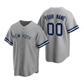 Custom New York Yankees Gray CONTON Stitched Cool Base Road Jersey