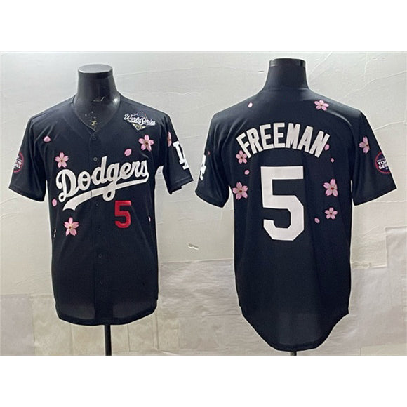Los Angeles Dodgers #5 Freddie Freeman Black CONTON 2025 World Series Patch Tokyo Series Limited Stitched Jersey